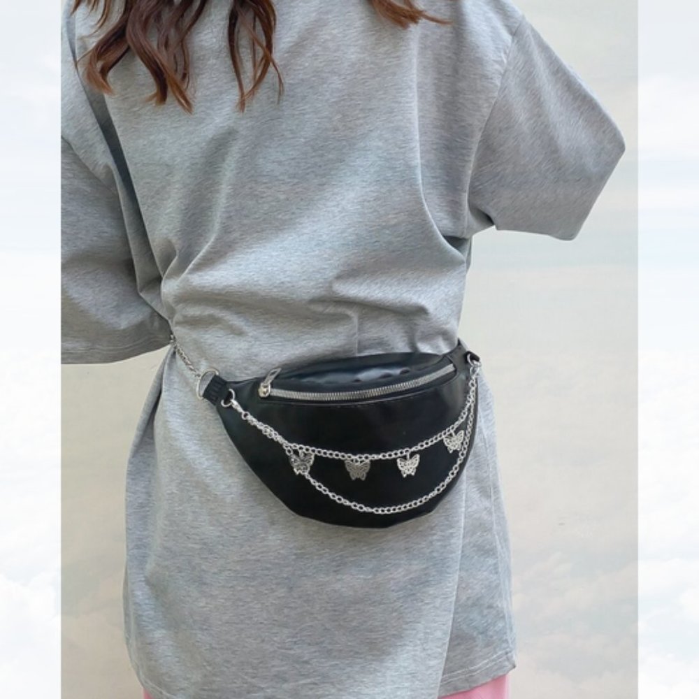 New Chain Decor Fanny Pack Black 89